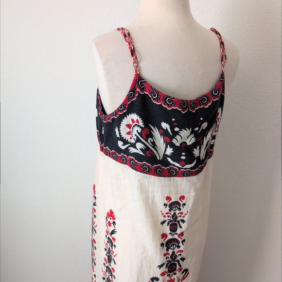 Vintage FARM RIO Dress Womens Flower Rug Midi Size G Large Tie Front Boho RARE - Picture 6 of 16